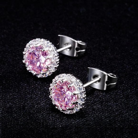 New 4 pc Stud Earrings Set, Copper Plated Cubic Zirconia Earrings for W… - Picture 4 of 5